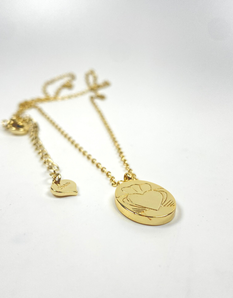 DON'T KILL MY VIBE Necklace - Heart Strong Coin Gold