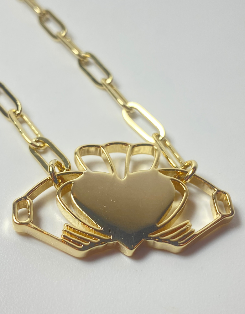 DON'T KILL MY VIBE Necklace - Heart Strong Claddagh Gold