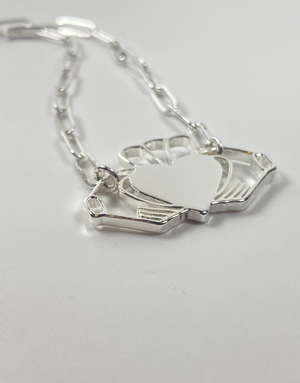 DON'T KILL MY VIBE Necklace - Heart Strong Claddagh Silver