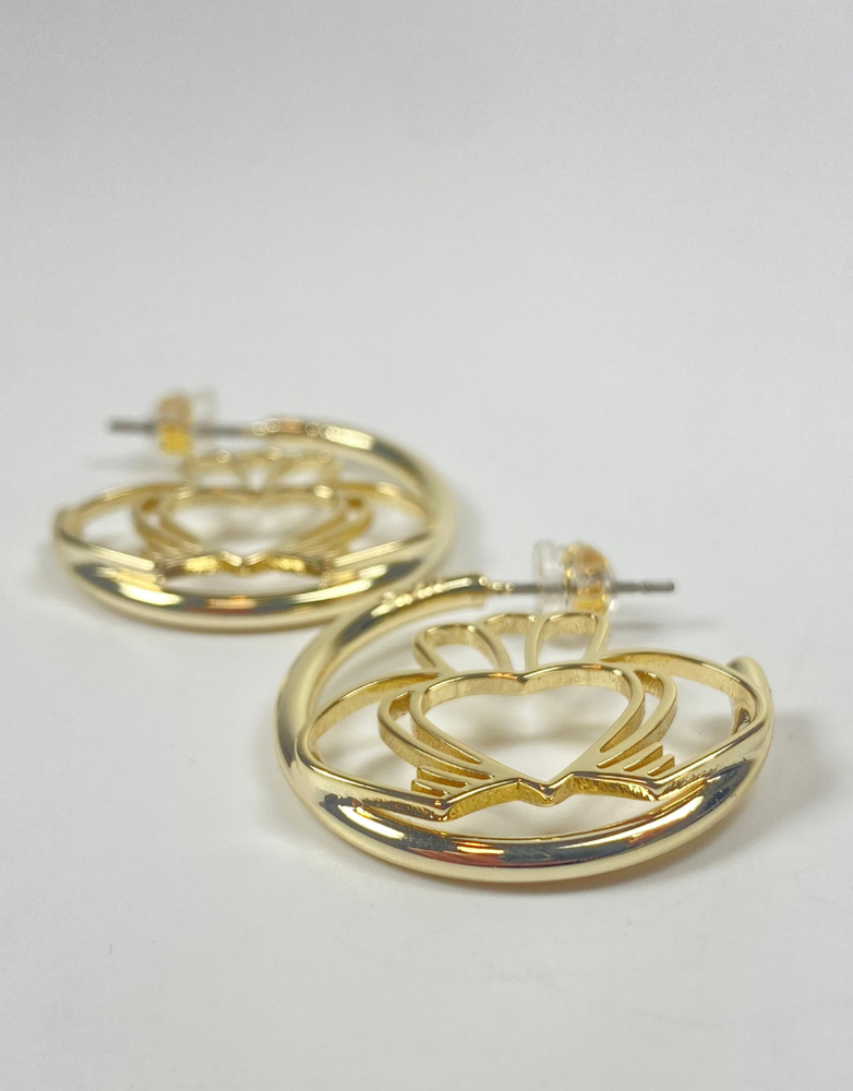 DON'T KILL MY VIBE Earrings- Have My Heart Claddagh Hoops Gold
