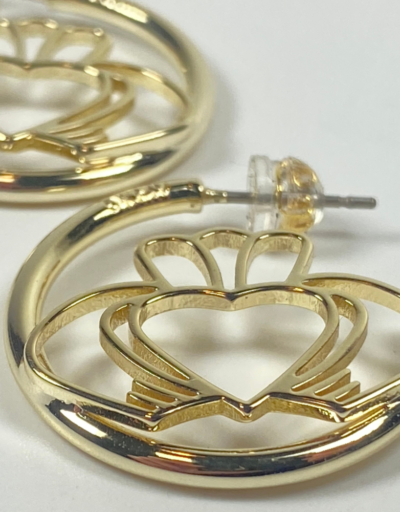 DON'T KILL MY VIBE Earrings- Have My Heart Claddagh Hoops Gold