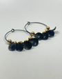 KAIKO STUDIO Black Leaf and Bead Hoop Earrings
