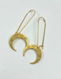 KAIKO STUDIO Brass Stamped Crescent Moon Drop Earrings