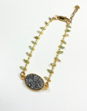 ANGELA D'ARCY Gold Charm Amazonite Bracelet