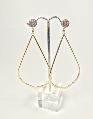 ANGELA D'ARCY Dusk Druzy Teardrop Earrings