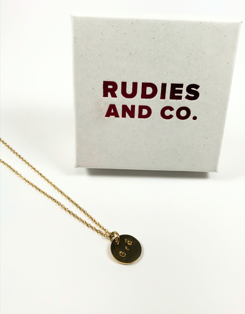 RUDIES AND CO Gold Disc Grá Necklace