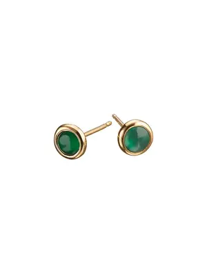 MARY K Gold Green Onyx Stud Earrings