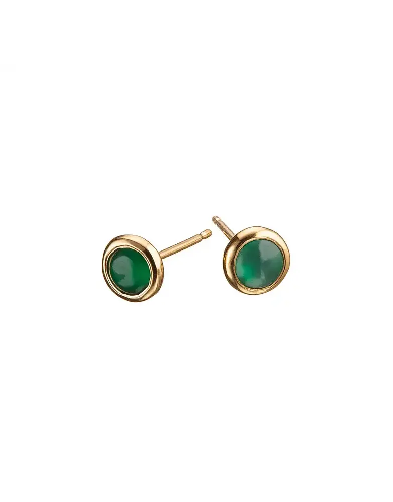 MARY K Gold Green Onyx Stud Earrings