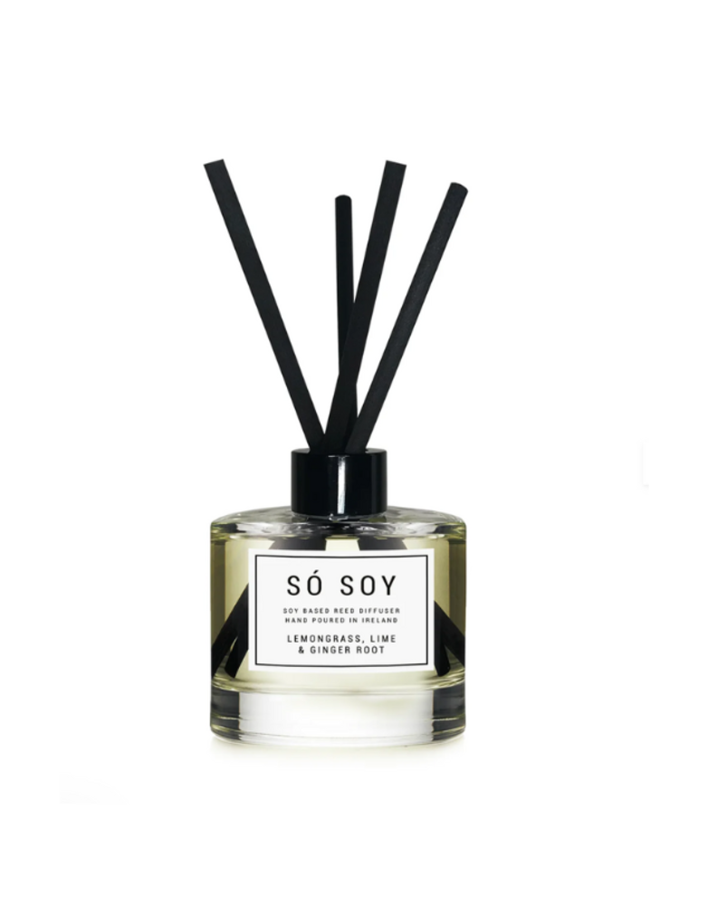 SO SOY Reed Diffuser - Lemongrass, Lime and Ginger Root