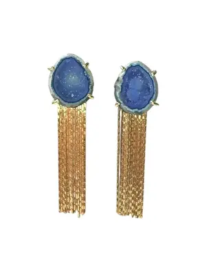 ARIA-V Blue Geode Tassel Earrings