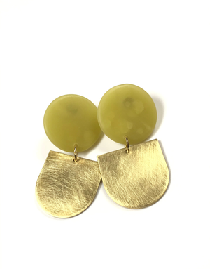 STUDIO CANTY Bruge Dangle Earrings - Olive & Brass