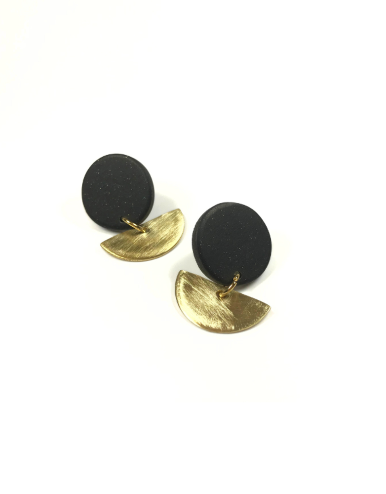 STUDIO CANTY Salo Dangle Earrings - Glitter Black & Brass