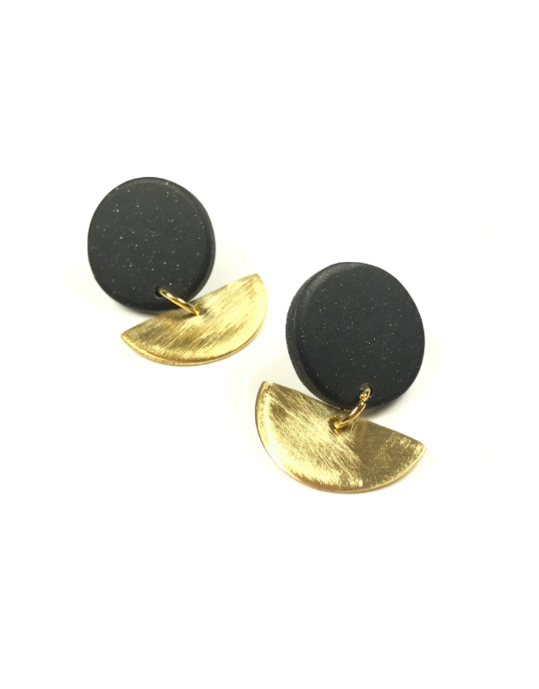 STUDIO CANTY Salo Dangle Earrings - Glitter Black & Brass