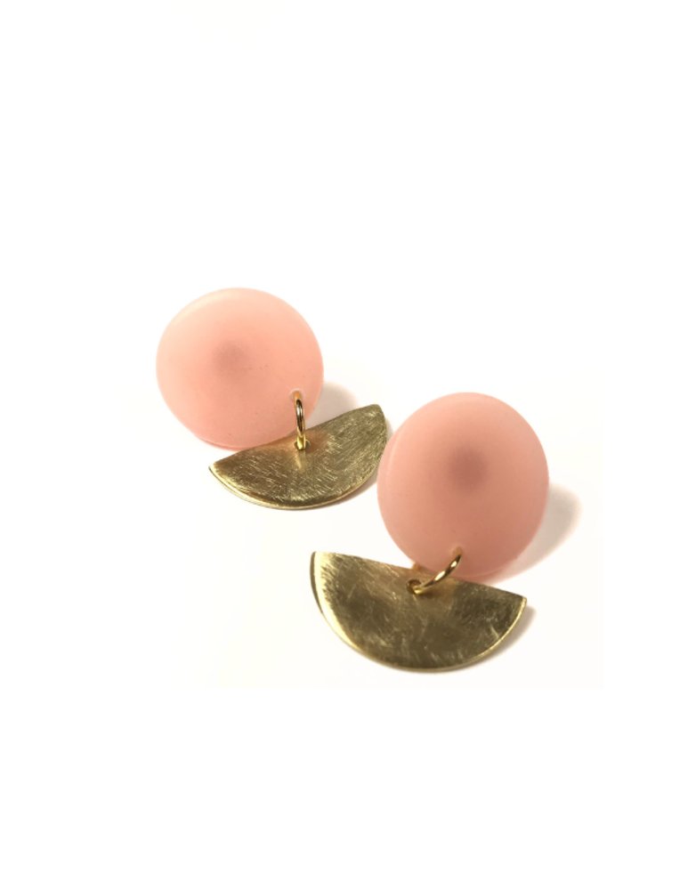 STUDIO CANTY Salo Dangle Earrings - Translucent Rose & Brass