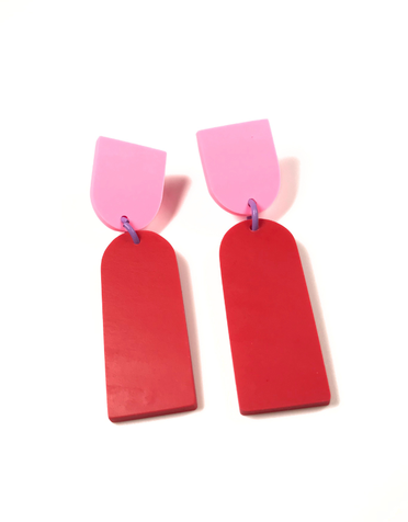 STUDIO CANTY Matilda Dangle Earrings- Bright Pink & Red
