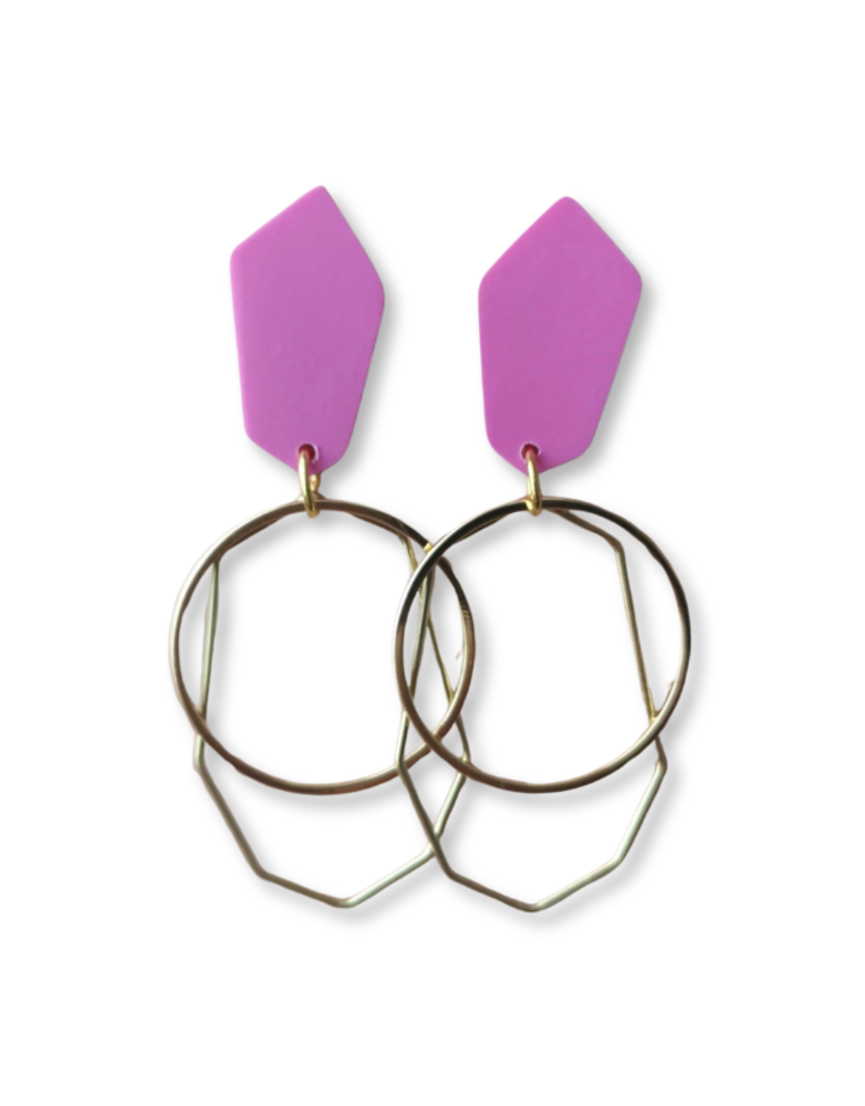 STUDIO CANTY Angle Dangle Earrings- Raspberry Pink