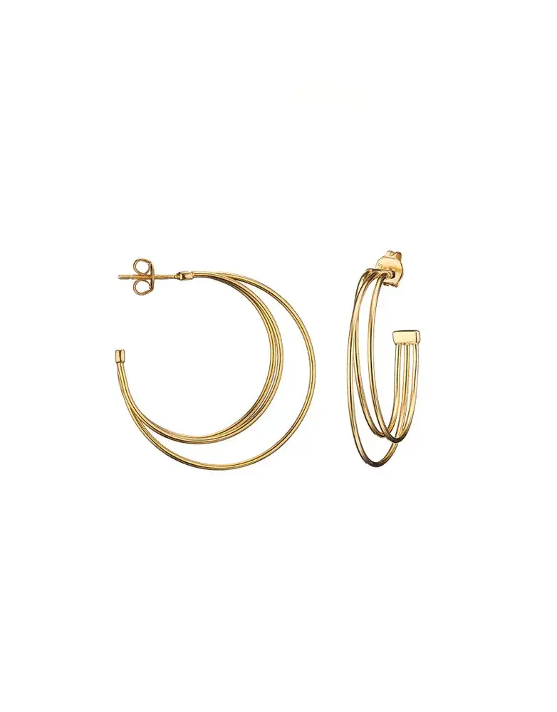 MARY K Large Gold Triple Hoop Earrings