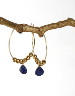 KAIKO STUDIO Crystal Lapis Gold Hoop Earrings