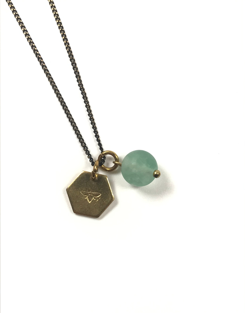 KAIKO STUDIO Crystal Fluorite Bee Necklace- Green