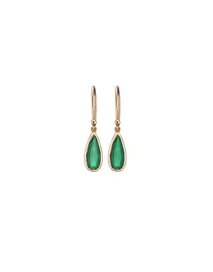 MARY K Gold Green Onyx Slim Droplet Earrings