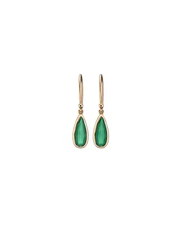 MARY K Gold Green Onyx Slim Droplet Earrings