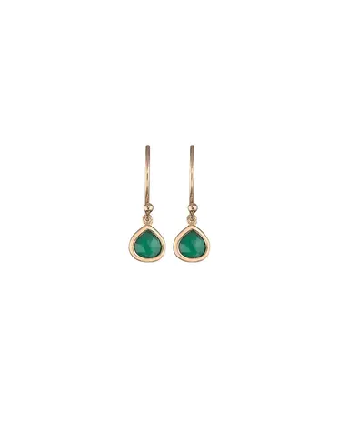 MARY K Gold Green Onyx  Droplet Earrings