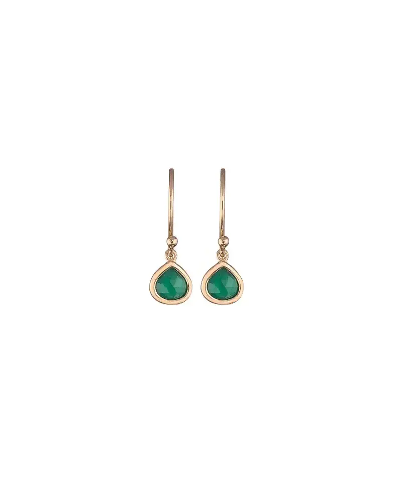 MARY K Gold Green Onyx  Droplet Earrings