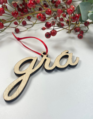 SNOW Wooden Decoration - Gra/Love