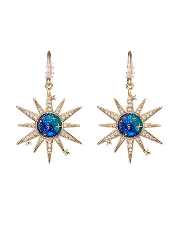 ANGELA D'ARCY Blue Celestial Sunburst Earrings