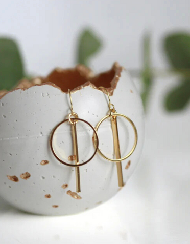 KAIKO STUDIO Gold Circle and Bar Sm Earrings