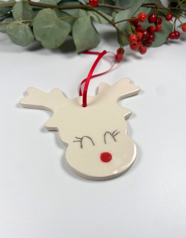 MAPLE TREE POTTERY Ceramic Christmas Decoration - Rudolph