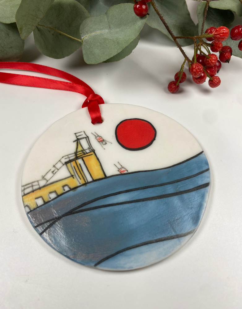 KARO ART Porcelain Disc Decoration - Diving Tower