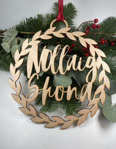 MY SHOP COLLECTION Wooden Decoration - Wreath Nollaig Shona