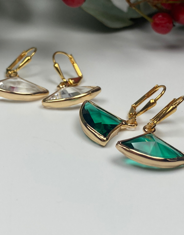 K KAJOUX Fan Deco Earring Short - Emerald