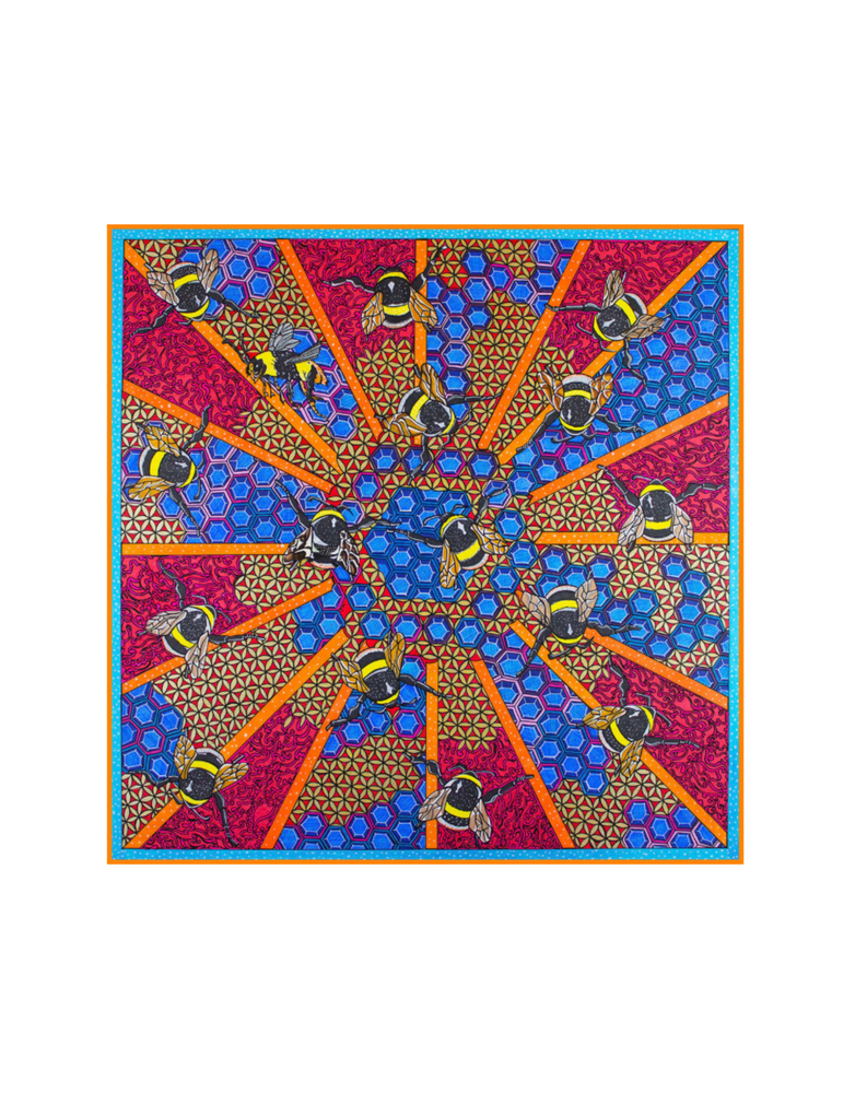 JERUSHA MARLEY Silk Scarf -  Sacred Bees 45 cm