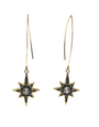 ANGELA D'ARCY Compass Star Gunmetal Long Hook Earrings