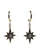 ANGELA D'ARCY Earrings Compass Star Gunmetal Half Hoop Large