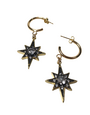 ANGELA D'ARCY Earrings Compass Star Gunmetal Half Hoop Large