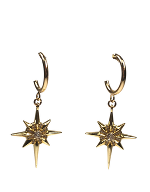 ANGELA D'ARCY Earrings Compass Star Half Hoop Large