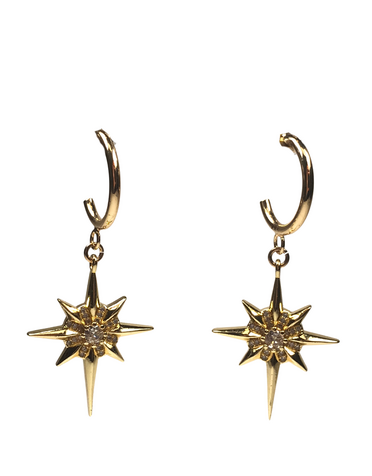 ANGELA D'ARCY Earrings Compass Star Half Hoop Large