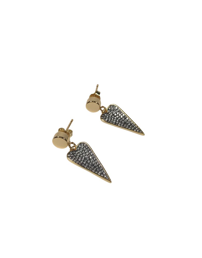 ANGELA D'ARCY Love Heart Pave Earrings