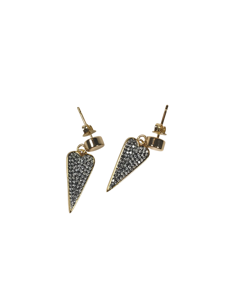 ANGELA D'ARCY Love Heart Pave Earrings