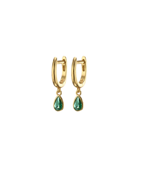 MARY K Gold Oval Huggies + Green Drop