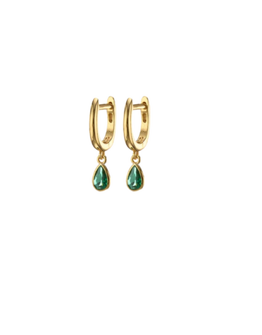 MARY K Gold Oval Huggies + Green Drop
