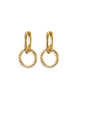 MARY K Gold Double Circle + Zircon Huggies