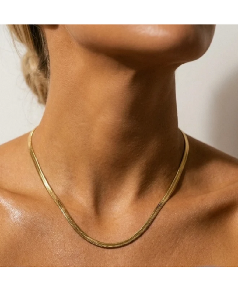 MARY K SS Gold Silique Herringbone  Necklace