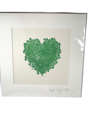 ADELLE HICKEY Large Mounted Print  Shamrock Heart