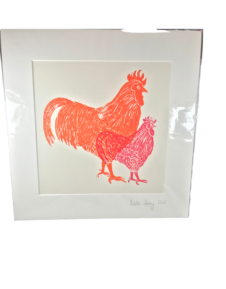 ADELLE HICKEY Extra Large Mounted Print Farm Hens
