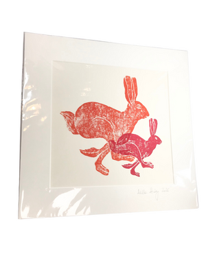 ADELLE HICKEY Extra Large Mounted Print Running Hares