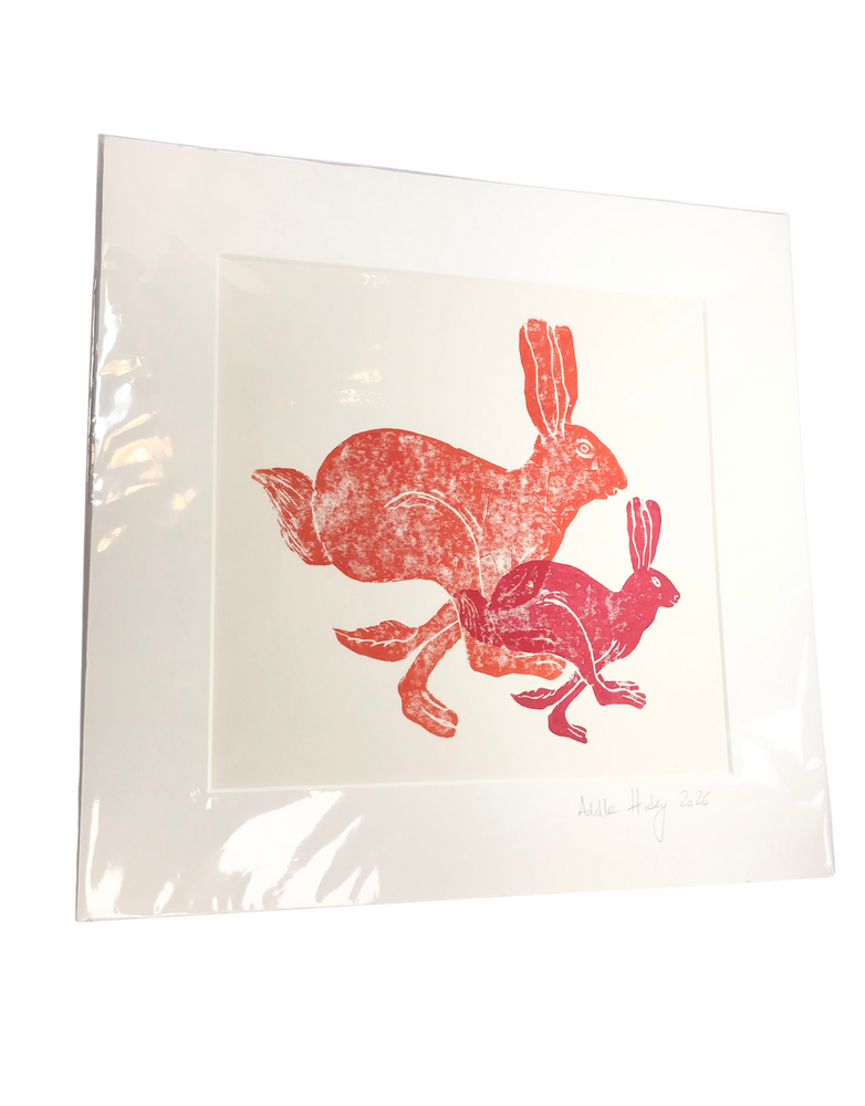 ADELLE HICKEY Extra Large Mounted Print Running Hares